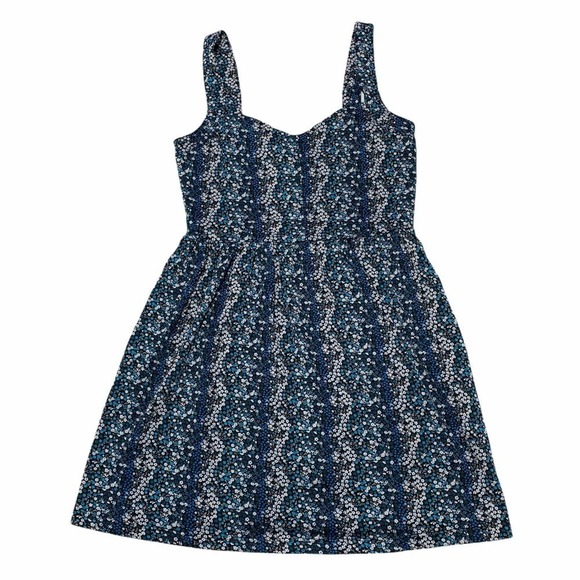 BEBOP Black Blue Floral A-Line Sleeveless Dress - Picture 5 of 12